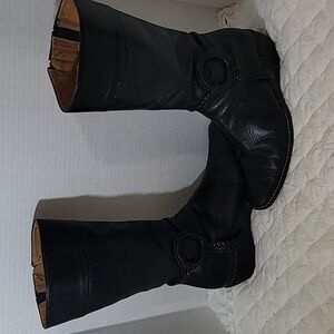 Leather Women's Boots Black Size  EU 37 US Size 6